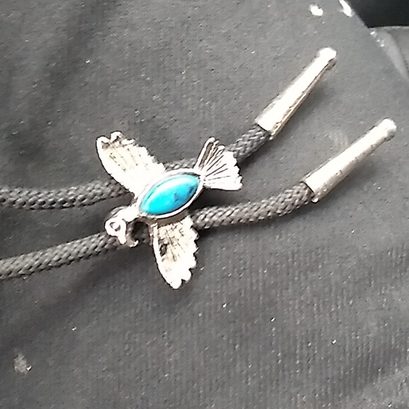 Turquoise eagle vintage western bolo tie - Picture 3 of 3